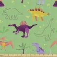 thumbnail image 1 of Ambesonne Dino Fabric by the Yard Upholstery, Sketch and Cartoon Dinosaur, 2 Yards, Sea Green Multicolor, 1 of 5