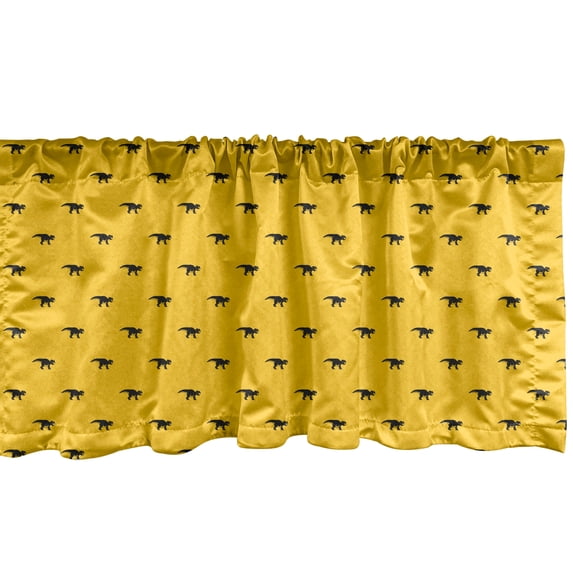 Ambesonne Dino Window Valance, Monochrome Ceratopsia Predator, 54" X 18", Grey Yellow