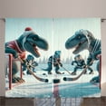 thumbnail image 1 of Ambesonne Dinosaur Curtains 2 Panel Set, T-Rex Playing Ice Hockey, 108" x 96", Petrol Blue Pale Ruby, 1 of 3