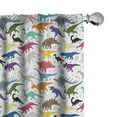 thumbnail image 1 of Ambesonne Dinosaur Curtains, Colorful Jurassic Animals, Pair of 28"x84", Olive Green Marigold and Grey, 1 of 4