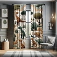 thumbnail image 1 of Ambesonne Dinosaur Curtains, Jurassic Scenario Cartoon, Pair of 28"x95", Ginger Olive Green Salmon, 1 of 2