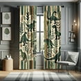 thumbnail image 1 of Ambesonne Dinosaur Curtains, Leaves Jurassic Animals, Pair of 28"x95", Laurel Green Teal Beige, 1 of 2