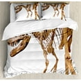 thumbnail image 1 of Ambesonne Dinosaur Duvet Cover Set, Archeology Theme T-Rex, Calking, Pale Caramel White, 1 of 3