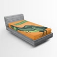 thumbnail image 1 of Ambesonne Dinosaur Fitted Sheet, Birthday Greetings Fun, Twin Size, Green Pale Green Orange, 1 of 2
