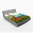 thumbnail image 1 of Ambesonne Dinosaur Fitted Sheet, Dino Park Alive Theme, Full Size, Multicolor, 1 of 3