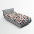 thumbnail image 1 of Ambesonne Dinosaur Fitted Sheet, Funny Monsters Cartoon, Twin XL Size, Multicolor, 1 of 3