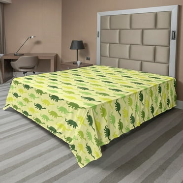 Ambesonne Dinosaur Flat Sheet, Pattern of Stegosaurus, California King, Multicolor