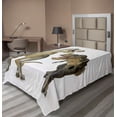 thumbnail image 1 of Ambesonne Dinosaur Flat Sheet, T-Rex Pair Predators, TwinXL Size, Ivory Brown Grey, 1 of 1