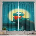 thumbnail image 1 of Ambesonne Dinosaur Kitchen Curtains, Romantic Dino, 55"x39", Orange Teal, 1 of 3