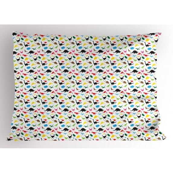 Ambesonne Dinosaur Pillow Sham, Fantasy Jurassic Grunge, 26" X 20", Multicolor