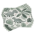 thumbnail image 1 of Ambesonne Dinosaur Place Mats Set of 4, Dinosaur and Jungle Leaves, Standard Size, Sage Green White, 1 of 5