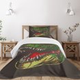 thumbnail image 1 of Ambesonne Dinosaur Quilted Bedspread Set 2 Pcs, Aggressive Wild T-Rex, Twin Size, Dark Brown Fern Green, 1 of 5