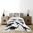 thumbnail image 1 of Ambesonne Dinosaur Quilted Bedspread Set 2 Pcs, Wild Skeleton, Twin Size, Black White, 1 of 6