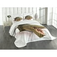 thumbnail image 1 of Ambesonne Dinosaur Quilted Bedspread Set 3 Pcs, Dino Tears up Paper, Queen Size, Green Army Green White, 1 of 3