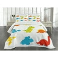 thumbnail image 1 of Ambesonne Dinosaur Quilted Bedspread Set 3 Pcs, Funny Cartoon Set, King Size, Multicolor, 1 of 5
