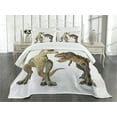thumbnail image 1 of Ambesonne Dinosaur Quilted Bedspread Set 3 Pcs, T-Rex Pair Predators, Queen Size, Ivory Brown Grey, 1 of 5