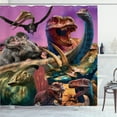 thumbnail image 1 of Ambesonne Dinosaur Shower Curtain, Jurassic Times Themed Art, 69"Wx70"L, Violet Grey and Night Blue, 1 of 2