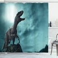 thumbnail image 1 of Ambesonne Dinosaur Shower Curtain, Roaring T Rex Model Art, 69"Wx75"L, Cadet Blue Charcoal Grey, 1 of 4