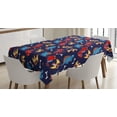 thumbnail image 1 of Ambesonne Dinosaur Tablecloth Rectangular Table Cover, Dino Funny Expressions, 60"x84", Navy Blue Orange Red, 1 of 4