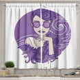 thumbnail image 1 of Ambesonne Diva Kitchen Curtains, Glam Lady Grunge Hair, 55"x45", Blue Violet White Beige, 1 of 3