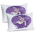 thumbnail image 1 of Ambesonne Diva Pillow Sham 2 Pack, Glam Lady Grunge Hair, 36"x20", Blue Violet White Beige, 1 of 3