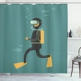 thumbnail image 1 of Ambesonne Diver Shower Curtain, Man in Snorkels Underwater, 69"Wx84"L, Cadet Blue and Dark Grey, 1 of 1