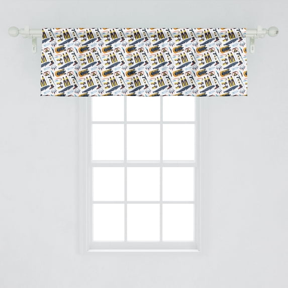 Ambesonne Diver Window Valance, Repetitive Group of Sea Elements Spearfishing Goggles Swim Fins Professional, Curtain Valance for Kitchen Bedroom Decor with Rod Pocket, 54" X 18", Multicolor