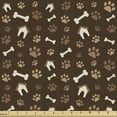 thumbnail image 1 of Ambesonne Dog Bone Fabric by the Yard Upholstery, Paw Prints and Kennels, 1 Yard, Caramel Brown Champagne, 1 of 1