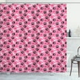 thumbnail image 1 of Ambesonne Dog Bone Shower Curtain, Paw Prints in Happy Tones, 69"Wx75"L, Pink and Charcoal Grey, 1 of 4