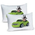 thumbnail image 1 of Ambesonne Dog Driver Pillow Sham 2 Pack, Fun Dog Sports Car, 30"x20", Lime Green Grey Brown, 1 of 3