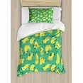 thumbnail image 1 of Ambesonne Dog Duvet Cover Sets, Cartoon Style Funky Doggies, 2-Twin, Sea Green Pastel Yellow, 1 of 3