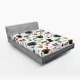 thumbnail image 1 of Ambesonne Dog Emoji Fitted Sheet, Cartoon Puppy Animals Art, King Size, White and Multicolor, 1 of 3