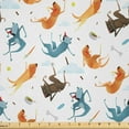 thumbnail image 1 of Ambesonne Dog Fabric by the Yard Microfiber, Hungry Funny Flying Dogs, 2 Yards, Slate Blue Ginger, 1 of 4