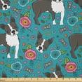thumbnail image 1 of Ambesonne Dog Fabric by the Yard Microfiber, Woodland Boston Terrier Floral, 5 Yards, Teal Charcoal Grey, 1 of 2