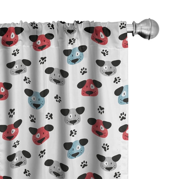 Ambesonne Dog Lover 4-Panel Curtains, Cartoon of Paws Puppies, 56"x84", Dark Pink Pale Grey and Blue