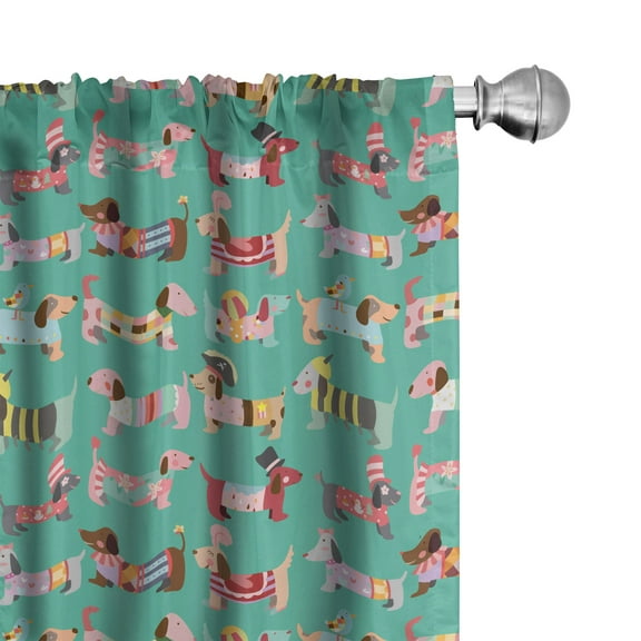 Ambesonne Dog Lover Curtains, Abstract Dress, Pair of 28"x63", Multicolor