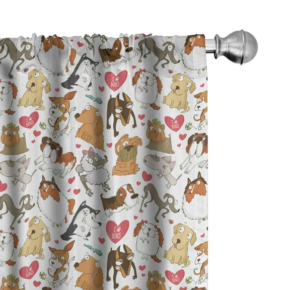 Ambesonne Dog Lover Curtains, Bullterrier with Doberman, Pair of 28"x84", Multicolor