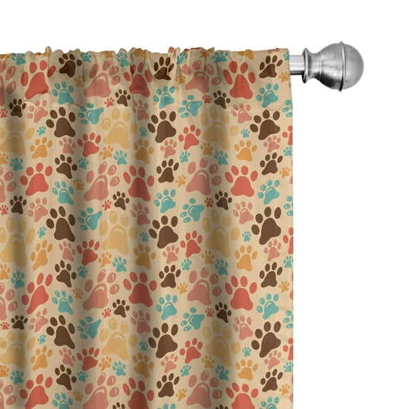 Ambesonne Dog Lover Curtains, Colorful Paw Print, Pair of 28"x84", Multicolor