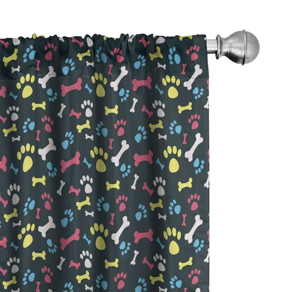 Ambesonne Dog Lover Curtains, Cool Canine Bones, Pair of 28"x63", Multicolor
