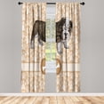 thumbnail image 1 of Ambesonne Dog Lover Curtains, Paw Print Animal Bone Art, Pair of 28"x95", Almond Champagne, 1 of 2