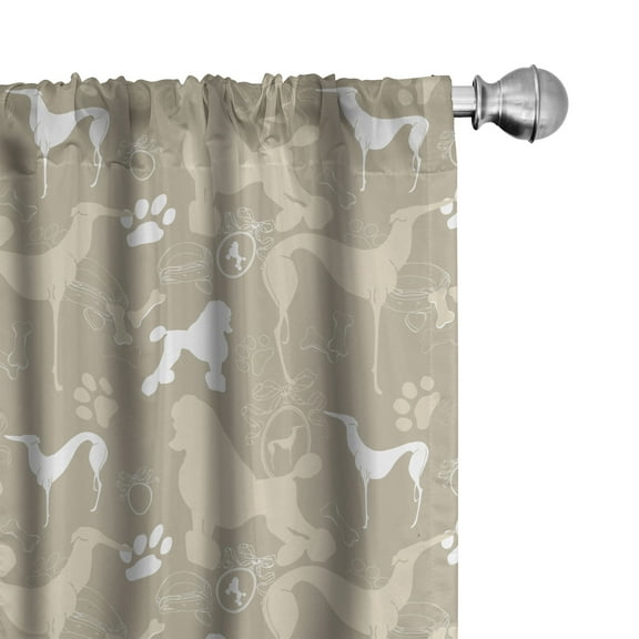 Ambesonne Dog Lover Curtains, Pet Animals Leash, Pair of 28"x63", Tan White