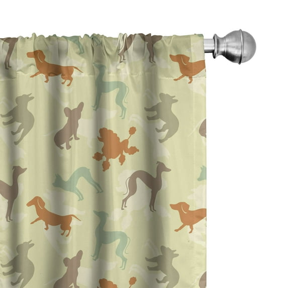 Ambesonne Dog Lover Curtains, Pure Breed Animals, Pair of 28"x63", Multicolor