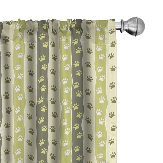 Ambesonne Dog Lover Curtains, Vertical Foot Print, Pair of 28"x84", Yellow Green Pale Yellow