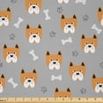 thumbnail image 1 of Ambesonne Dog Lover Fabric by the Yard Microfiber, Puppy Paws and Bones, 5 Yards, Brunt Orange Dimgray, 1 of 1