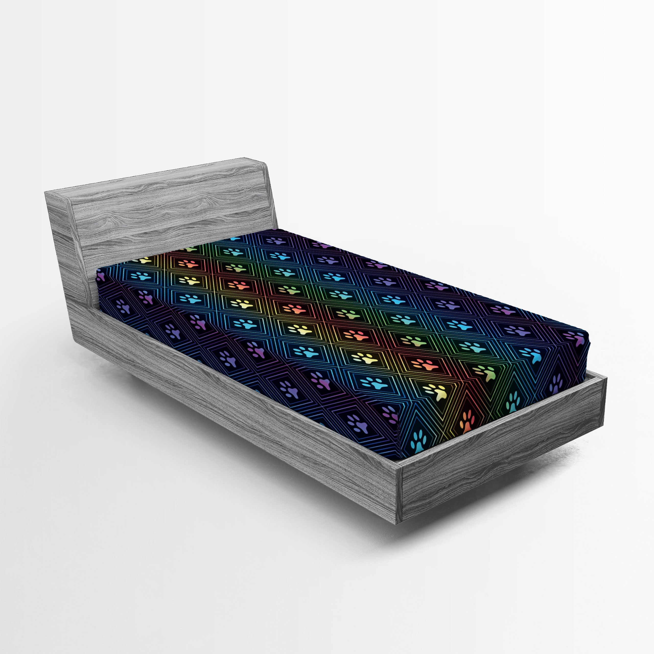 Twin Multicolor Microfiber Dog Lover Fitted Sheet