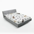 thumbnail image 1 of Ambesonne Dog Lover Fitted Sheet, Paw Print and Bones, California King, Umber Beige Grey, 1 of 3