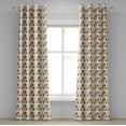 thumbnail image 1 of Ambesonne Dog Lover Grommet Curtain, Animal Character Pet Fun, 50" x 96", Beige and Brown, 1 of 6