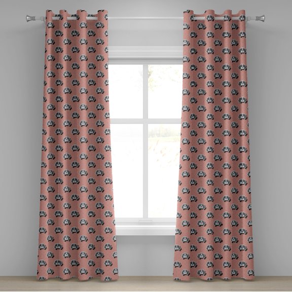 Ambesonne Dog Lover Grommet Curtain, Beagle Puppy Squares, 50" x 72", Red Grey Pale Grey