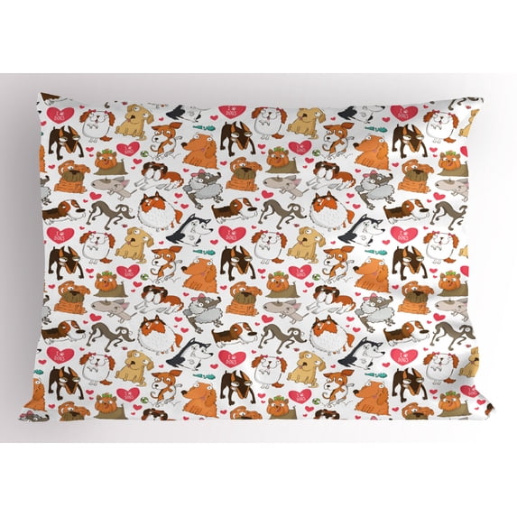 Ambesonne Dog Lover Pillow Sham, Bullterrier with Doberman, 36" X 20", Multicolor
