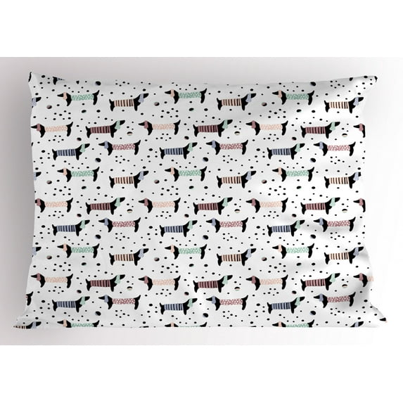 Ambesonne Dog Lover Pillow Sham, Dachshund Puppies, 26" X 20", Multicolor